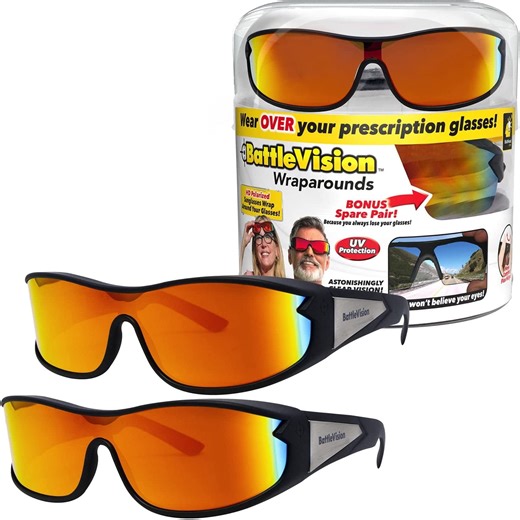 SHILIU-BattleVision Wrap Arounds HD Polarized Sunglasses, AS-SEEN-ON-TV, Fits Over Your Prescription Eyeglasses and Reading, See Clearer, Anti-Glare, Protects Your Eyes by Blocking Blue & UV Rays, Un - Walmart.ca