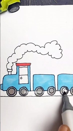 How to Draw a Cute Toy Train 🚂 | Easy Drawing for Kids