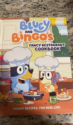Just received my Bluey and Bingo fancy restaurant cookbook supper excited to recreate some of the recipes from the show ☺️ @Bluey #bluey #blueyheeler #blueycookbook #blueybooks #blueytok #blueyandbingo #fyp #blueyforadults #blueyfandom