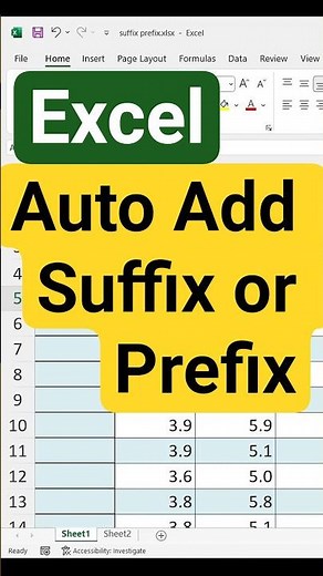 Easily add suffix/prefix with row numbers in Excel.