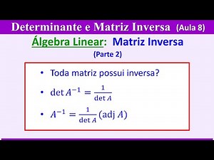 Determinant and Inverse Matrix - Class 8: INVERSE MATRIX (when it exists, its determinant and cal...
