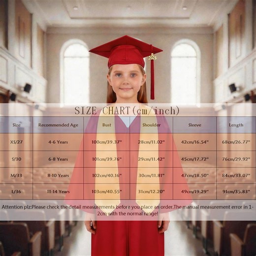 Girls Boys Primary School Graduation Cap and Gown for Kids Red Graduation Cap with 2026 Tassel Graduation Photography Outfit 4T