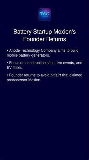 Battery Startup Moxion's Founder Returns