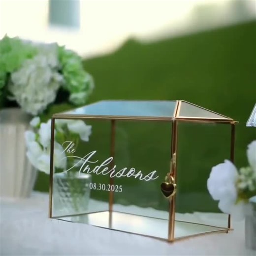 Gold and Glass Wedding Card Box for Gift Table - Etsy