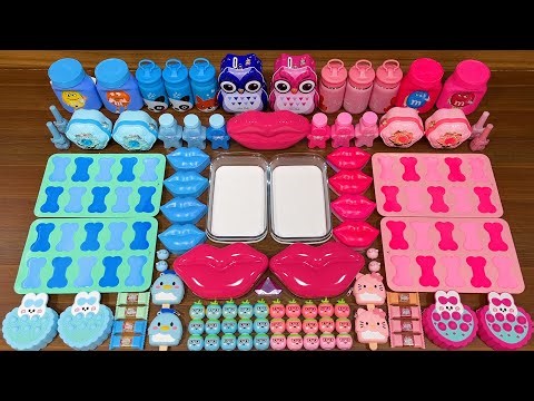 PINK vs BLUE!!! Mixing random into GLOSSY slime!!!Relaxing Satisfying Slime Video #96