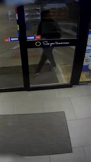 Armed with an axe but outsmarted by a sensor door, an armed robber’s great escape from a servo he terrorised has been captured on CCTV. #news #adelaide #southaustralia #sapol