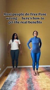 Tree Pose (Vrikshasana) is for every body—and you don’t need “perfect balance” to begin. In this video we show two safe options: • beginner: toe “kickstand” wall support • level up: foot to inner thigh (avoid the knee!) Then add hands to heart for steadiness, or open your arms like branches. Key cues to feel the benefits: 1.soften the standing knee 2.press foot leg into each other 3.find one steady gaze point 4.breathe slowly—balance follows breath Save this for your daily 30-second balance prac