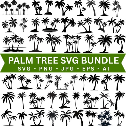 Palm Tree SVG Bundle, Beach Life Silhouette Clipart (instant Download) - Etsy