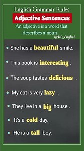Adjective Sentences 👩🏻‍🏫 English Grammar Rules 🤗 Example Sentences for Practice #goviral