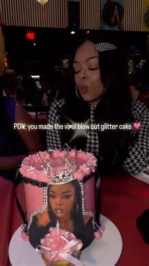 Sprinkled Layers LLC🧁 on Instagram: "What girl doesn’t love a little glitter✨💗 ~November bookings still open 🍁 ~Link in bio to order 🔗 #explorepage #covingtonga #viral #trending #cakes #glitter #blowoutglittercake"