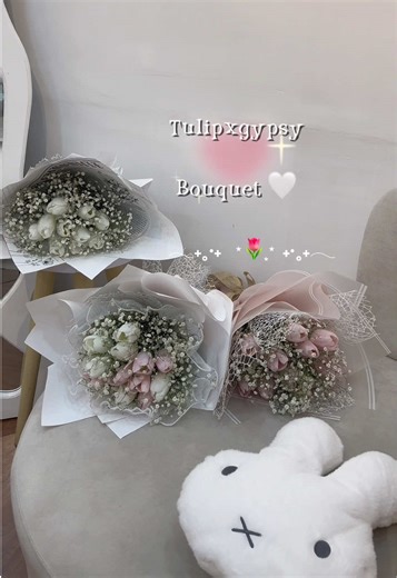 Beautiful Tulip and Gypsy Flower Bouquets