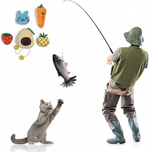 Flippity Fish Cat Toy Flopping Fish Cat Toy Moving Fish Toy for Cats - Christmas Interactive Pets Chew Bite Supplies Catnip - Perfect for Biting, Chewing and Kicking (Catfish+Rod+5 Catnip Toys) - Walmart.ca