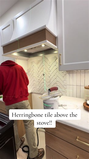 Herringbone Backsplash Installation in the Kitchen