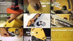 The Rotorazer™ comes with three easy-to-replace razor-sharp blades. You get one blade for cutting wood, a second blade for metal, a third blade for ceramic tile, travertine and marble. Before replacing the blades, first make sure that it's not connected to any plug or outlet. Then, insert the hex socket wrench on the right side while inserting the hex wrench on the left to untighten the hex head bolt. Insert the blade of your preference, and then use the hex wrench again to tighten the hex head 