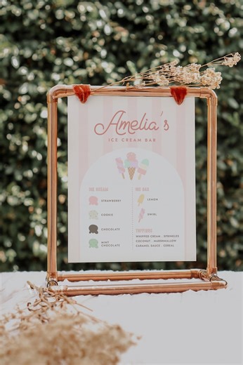Editable Ice Cream Bar Menu Sign Summer Party Custom Sign, Digital Template, Party Decor, Birthday Decor, Printable - Etsy