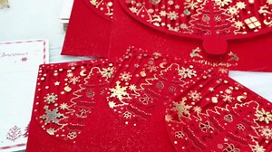 Holiday Cash Envelopes (Pack of 20), Xmas Gold Foil Money Envelopes for Cash Gifts, Hollow-Out Cash Envelopes Money Holder for Cash For Christmas Day, Birthday,Holiday, New Year (Red)