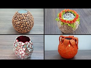 How to make vase from balloon and paper | DIY Flower Vase | 8 Ideas