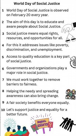 10 Lines on World Day of Social Justice | Short Essay