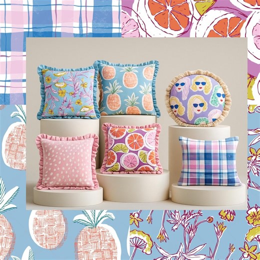 Pastel Tropical Fruit & Floral Linen Fabric, Upholstery Material, Plaid Pineapple Citrus Prints - Etsy