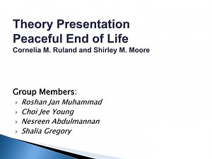 Theory Presentation Peaceful End of Life Cornelia M. Ruland and Shirley M. Moore - SlideServe