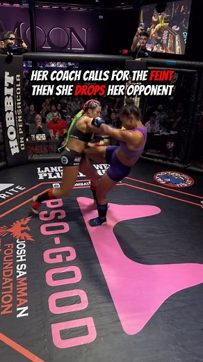 8.7K views · 1.8K reactions | That’s a fancy feint •••••••••••• You don’t see the “spin feint” often in MMA, but man do we love to see it. In order to pull it off properly, you have to first throw a couple solid spin techniques, which is probably why it’s rare in MMA to begin with. @lightsoutnelson not only hit the spin feint to the straight right hand, but only seconds after her coach asked for it. Rate Her Feint 1-10. | Combat Night | Facebook