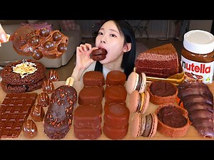 ASMR MUKBANG| Chocolate Dessert Party! Ice cream, Marcaron, Cake Eating