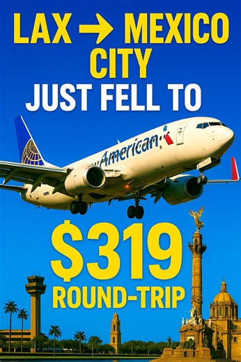 🌎 CheapFareGuru (CFG) — Viral English Caption 🔥 PRICE CRASH ALERT! LAX ➜ CDMX flights dropped to $319 round-trip — over $280 OFF normal fares. Direct, fast, and selling out quickly. ⏰ Book before the fare disappears. 📲 Visit CheapFareGuru.com | Book Now #CheapFlights #CDMX #TravelDeals #PriceDrop | CheapFareGuru