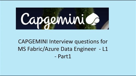 CAPGEMINI Interview questions MS Fabric/Azure Data Engineer Level1 - Part1 | Sudhavani Kolla