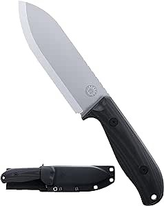 Off-Grid Knives - Ridgeback - Scandi Grind Bushcraft Fixed Blade Knife with Cryo D2 Blade Steel, Micarta Scales, Kydex Sheath, 90 Degree Spine, Hunting, Camping, Fishing, Survival