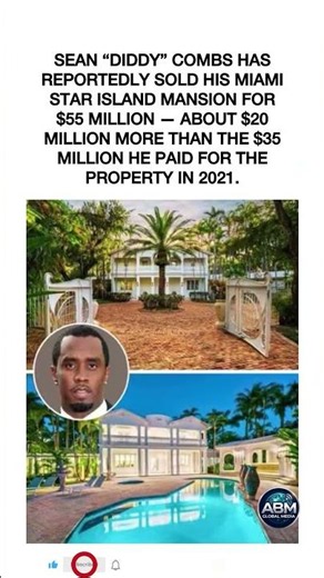 Diddy Sells Miami Mansion for $55M While in Prison 💰 #diddy #seancombs #realestate