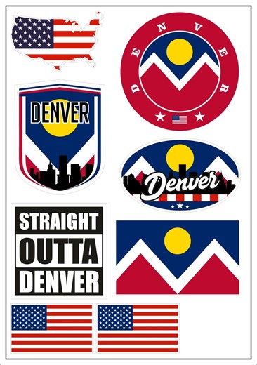 Denver Sticker Map 8 Pieces - USA Car Motorcycle Biker Flag Sticker Decal Vinyl ST - Etsy