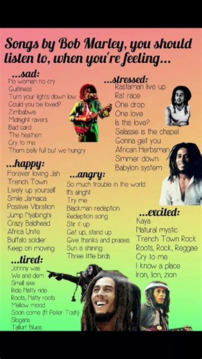 Bob Marley Songs breakdown by Moods-What mood is yours?#music #reggae #art #artist #time #education