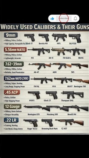 Common Firearm Calibers and Matching Weapon Systems#shorts
