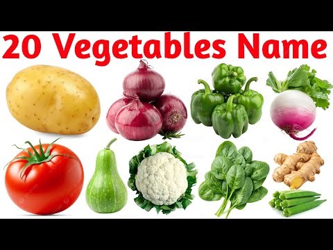 20 सब्जियों के नाम सीखें | 20 Vegetable Names with Picture & Sound for Kids Fun Learning Video