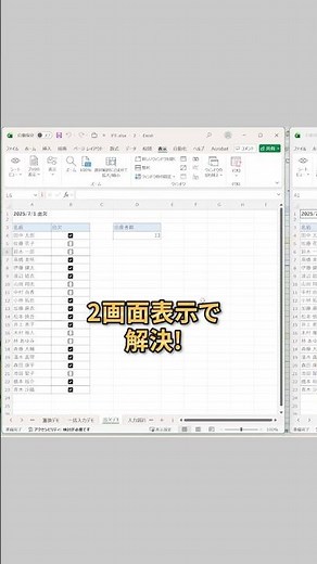 Excelで2画面表示する方法！