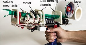 Wacky tape gun produces life-size CAD-assisted wireframe models
