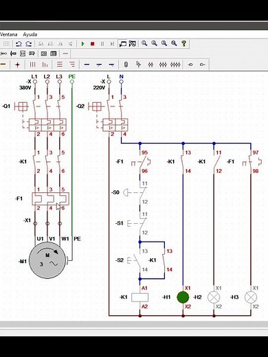 Simulación de un arranque directo de un motor trifásico en CADe SIMU