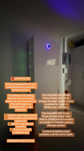 Order the GoodWe ESA 30kW Energy Storage in Melbourne