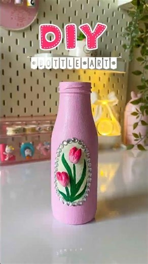 DIY Tulip Bottle Art 🌷 Easy Aesthetic Home Decor #diy #shorts #viralshort #craft #handmade