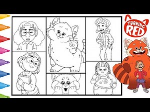 Disney TURNING RED Coloring Page Pixar's Mei Mei Lee & Friends Red Panda Coloring Book Compilation