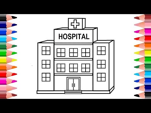 Cartoon hospital coloring page – How to draw and color hospital - hospital building drawing