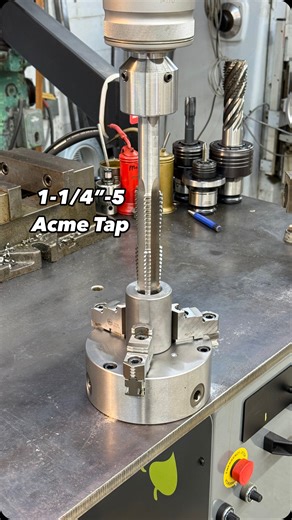 Adam Booth on Instagram: "Power tapping 1-1/4”-5 Acme threads using the GH-60 Flexarm 🦾 The shop made tap adaptor worked perfectly and the new 3 jaw chuck will add some great versatility for tapping round parts or when using these long tandem Acme taps. Flexarm- @flexmachinetoolsone01 Acme tap & 3 jaw Bison Chuck- @kbctoolsandmachinery Cutting Fluid- @anchorlube #abom79 #powertapping #flexarm #acme #acmethread #acmetap #flexmachinetools #kbctoolsandmachinery #bison #tap #anchorlube #cuttingtool
