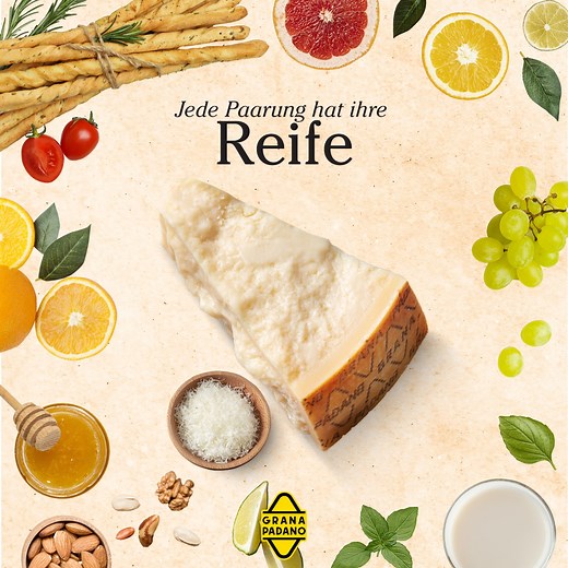 39K views · 22 reactions | Kennt ihr die Eigenschaften der verschiedenen Reifegrade des Grana Padano g.U.? Heute sprechen wir über den Reifegrad von 9 bis 14 Monate: Hier tritt der Milchgeschmack in den Vordergrund. Der Geschmack ist sehr delikat, so dass fruchtige Aromen wie Weißweine und Zitrushonig gut dazu passen. Entdecke hier die passenden Aromen: https://cutt.ly/KwWyehJP #granapadano #gU #italienischesLebensgefühl | Grana Padano | Facebook