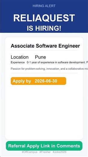 ReliaQuest | Associate Software Engineer | Off Campus 2026 | Apply Now | Pune