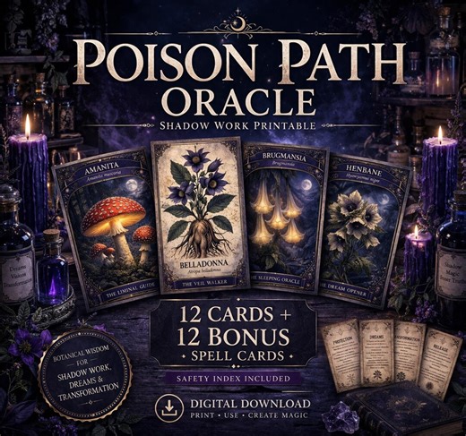 Dark Oracle Deck, Vintage Botanical Grimoire, Green Witch Spell Book (printable PDF) - Etsy