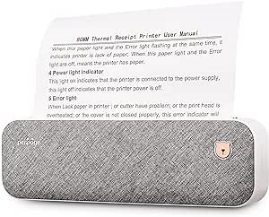 Portable Printer, A4 Wireless Bluetooth Travel Printer, Portable Thermal Printer Compatible with Android and iOS, Mobile Printer Supports 2''/3''/4'' Papers Width