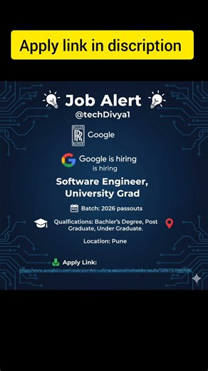 Google Hiring 2026 | Software Engineer (University Graduate) | Apply Now 🚀