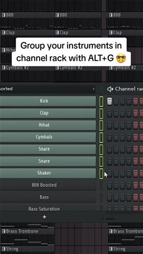 🤓Channel Rack Grouping with this shortcut👌 FL Studio Channel Rack Group #producer #shortcut