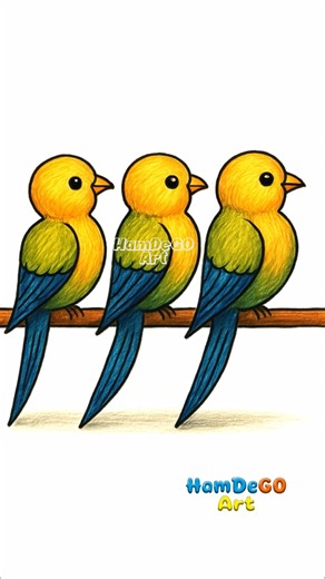 6.8K views · 90 reactions | Learn to Draw 3 SUPER EASY Birds Step-by-Step!  Perfect for Absolute Beginners! ✨ #drawingtutorial #howtodraw #easybirds #simpledrawing #beginnerart #stepbystep #viralart #fyp #trending #arttok #birddrawing #kidfriendlyart | Hamdego Art | Facebook