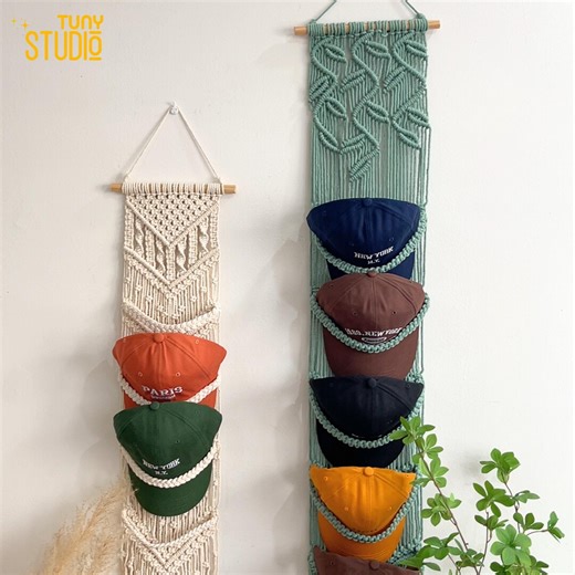 Cap Rack Macrame, Cap Hanger for Wall, Hat Storage, Ball Cap Rack, Wall Mounted Hat Display, Trucker Cap Holder, Gift for Husband - T3312 - Etsy